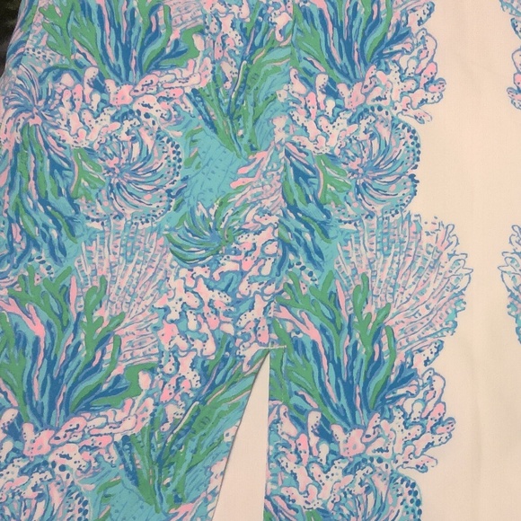 NWOT Lilly Pulitzer Vibrant Coral Reef Romper Zip Up Back Inner Lining Size 16 - Picture 7 of 13